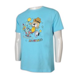 T988 Develop loose T-shirt lake blue cartoon print T-shirt supplier T988 Develop loose T-shirt lake blue cartoon print T-shirt supplier